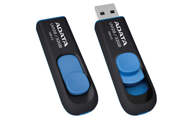 ADATA DashDrive UV128 USB-Stick 128 GB – USB-A 3.2 Gen 1, 90/40 MB/s, Dia, Schwarz/Blau