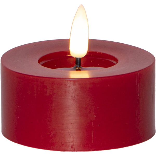 Star Trading LED-Teelicht – 2er Pack, Ø 7 × 5,5 cm, warmweiss, rot, Timer