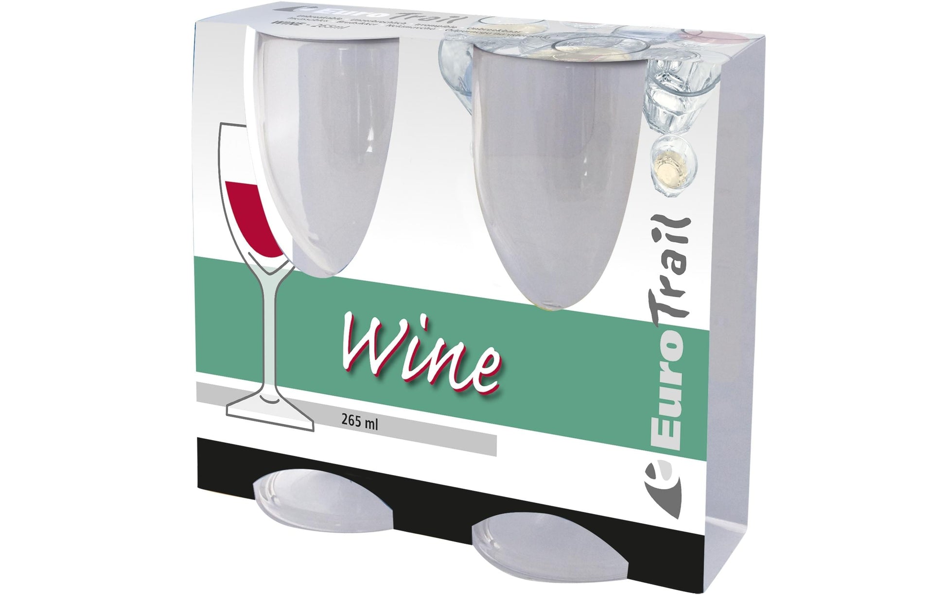 Eurotrail Weinglas – 265 ml, Ø 7,0 cm, H 19,0 cm, Kunststoff (PC), Transparent