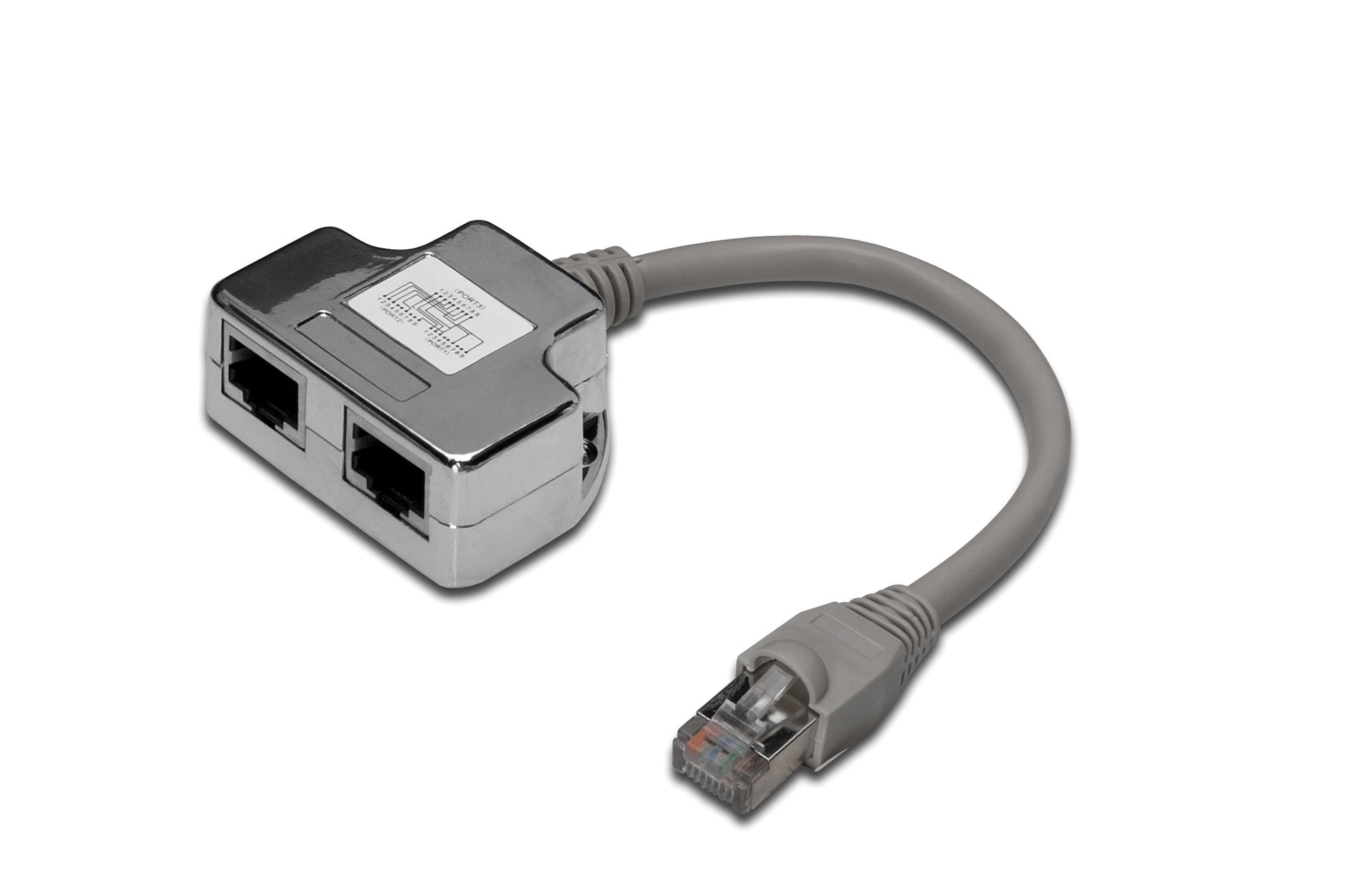 Digitus Patchkabel-Adapter – CAT5e, geschirmt, 0,19 m, Grau, Silber, RJ-45