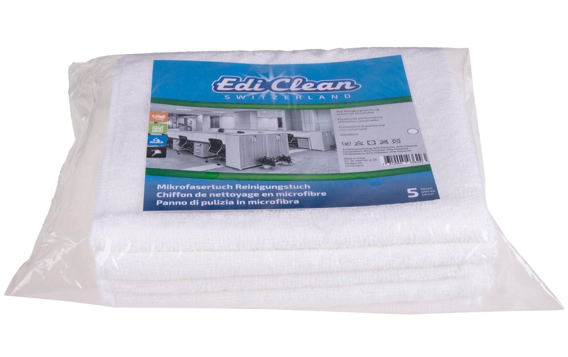 Edi Baur Mikrofasertuch – Weiss – 40 × 40 cm – Polyester – 5er-Set