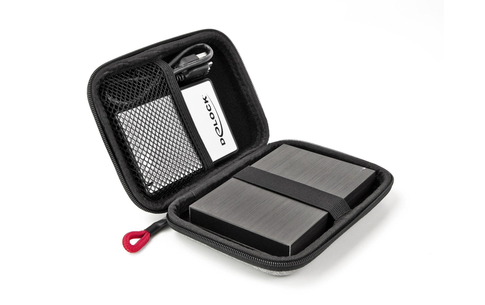 DeLOCK Schutztasche – für 2,5" SSDs, Polyester, schockresistent, 100 × 145 × 35 mm