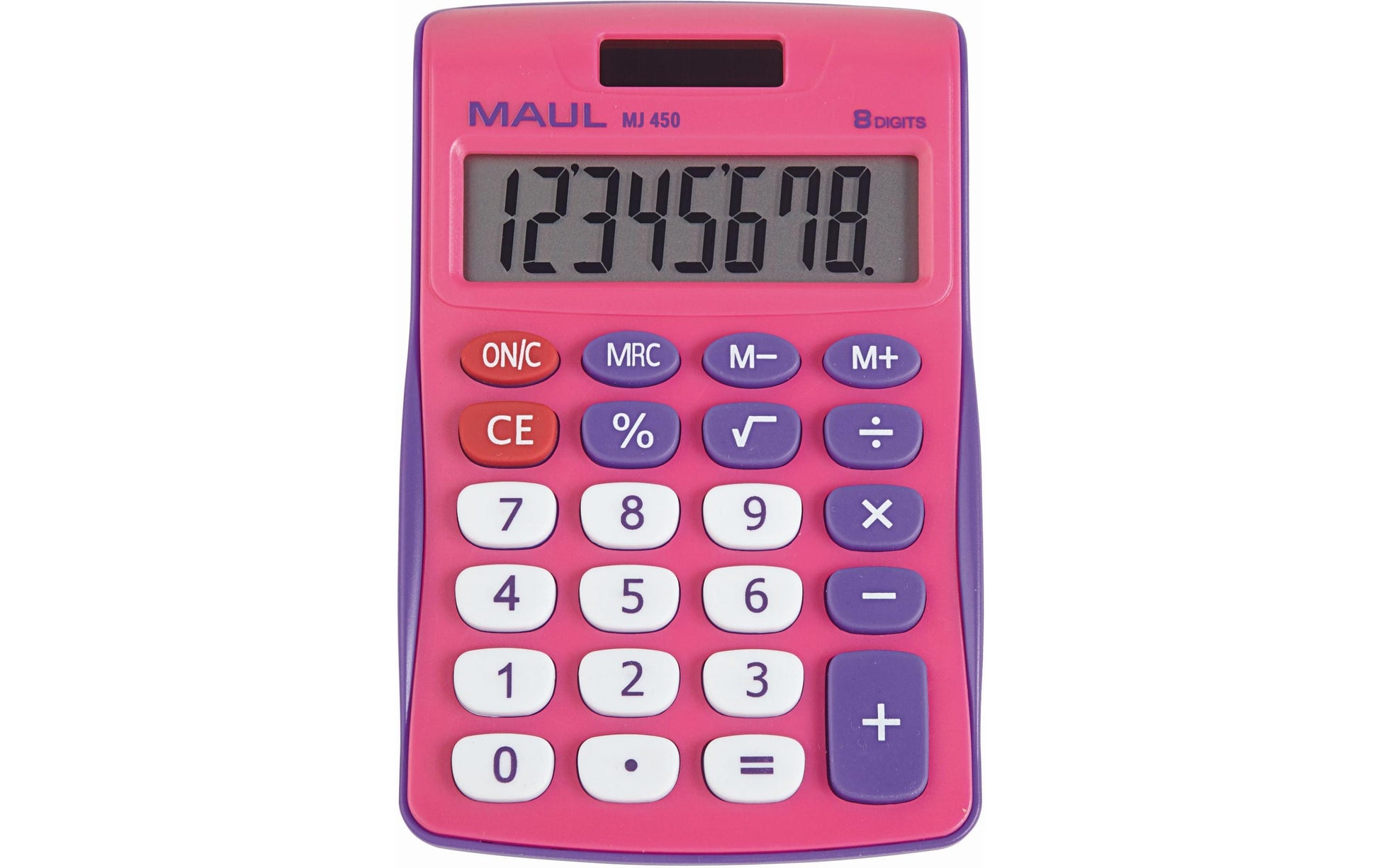 MAUL Taschenrechner MJ450 Junior – 8-stellig – Solar/Batterie – Pink