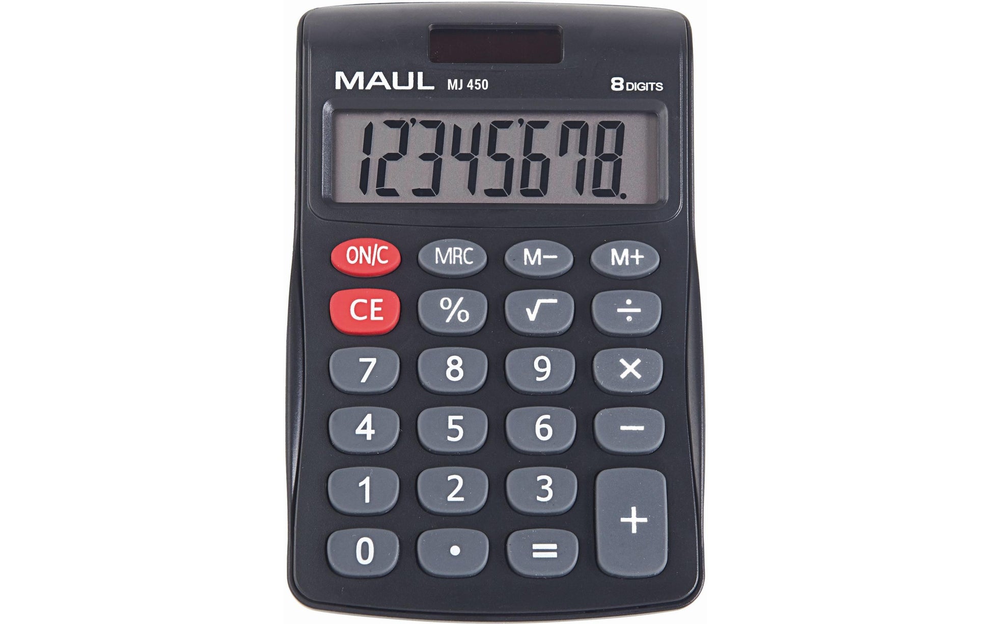 MAUL Taschenrechner MJ450 Junior – 8-stellig – Solar/Batterie – Schwarz