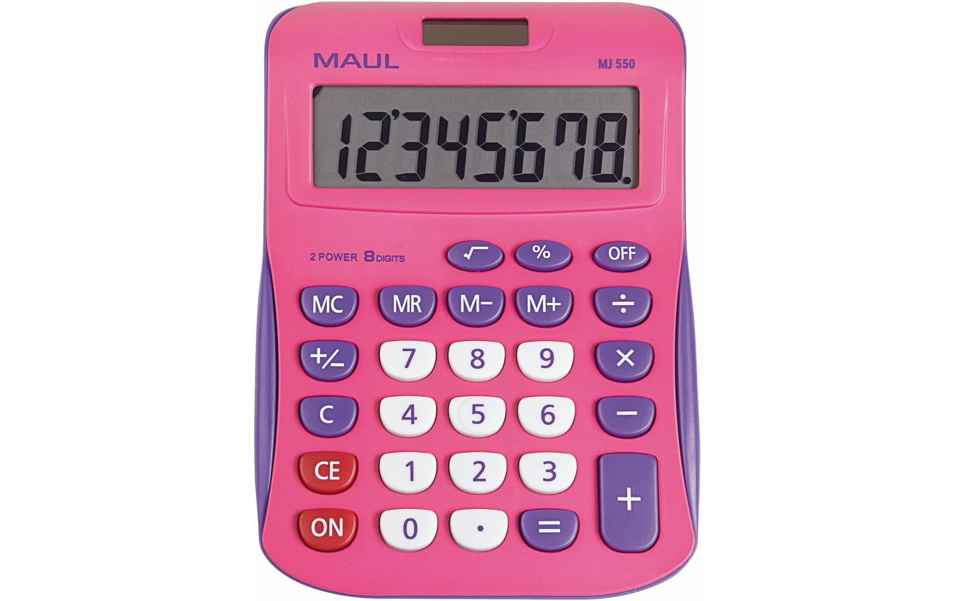 Maul Taschenrechner MJ550 Junior – 8-stellig – Solar/Batterie – Pink