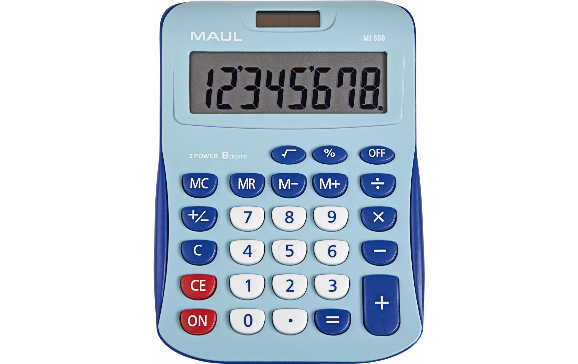 MAUL Taschenrechner MJ550 Junior – 8-stellig – Solar/Batterie – Blau