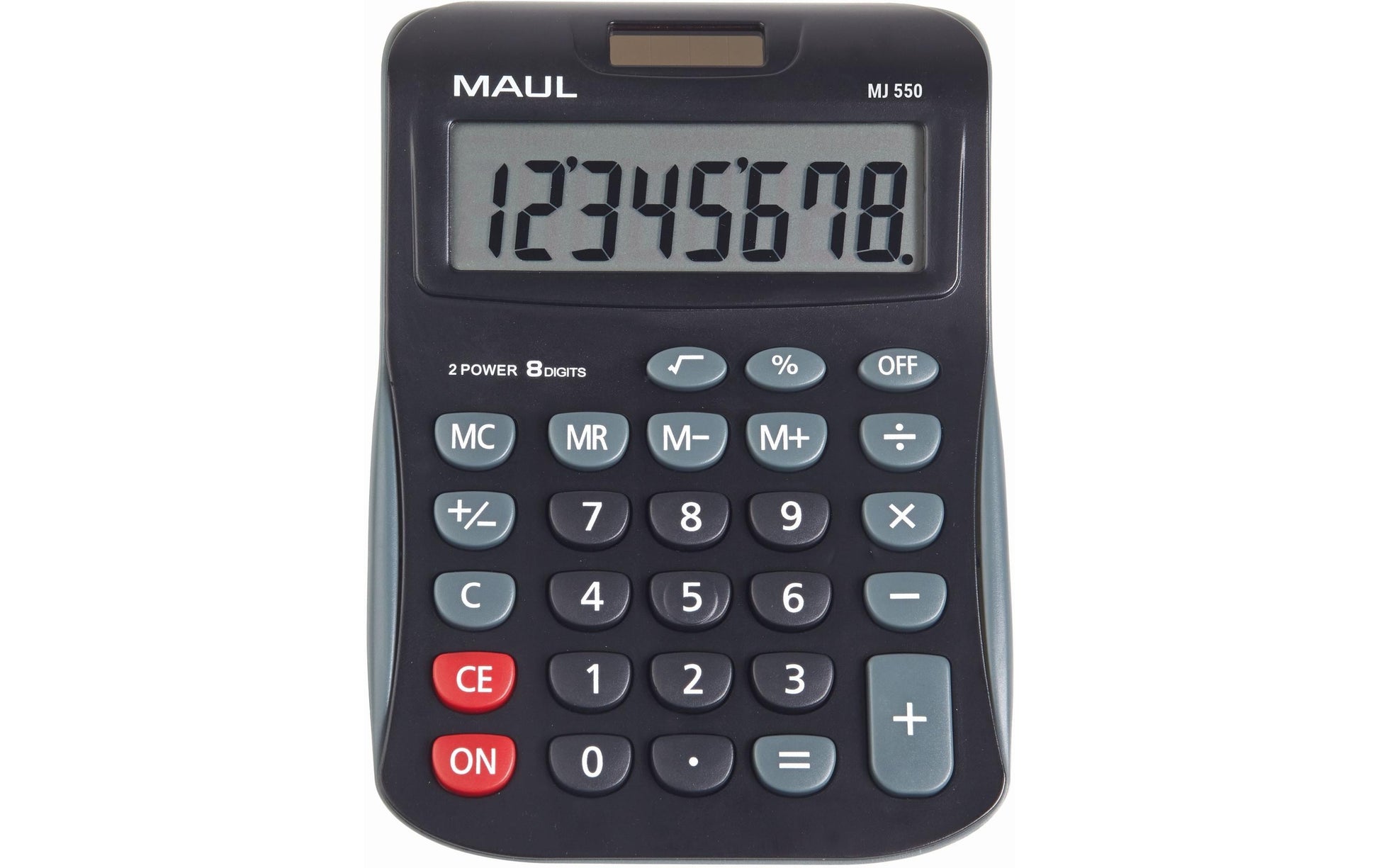 MAUL Taschenrechner MJ550 Junior – 8-stellig – Solar/Batterie – Schwarz