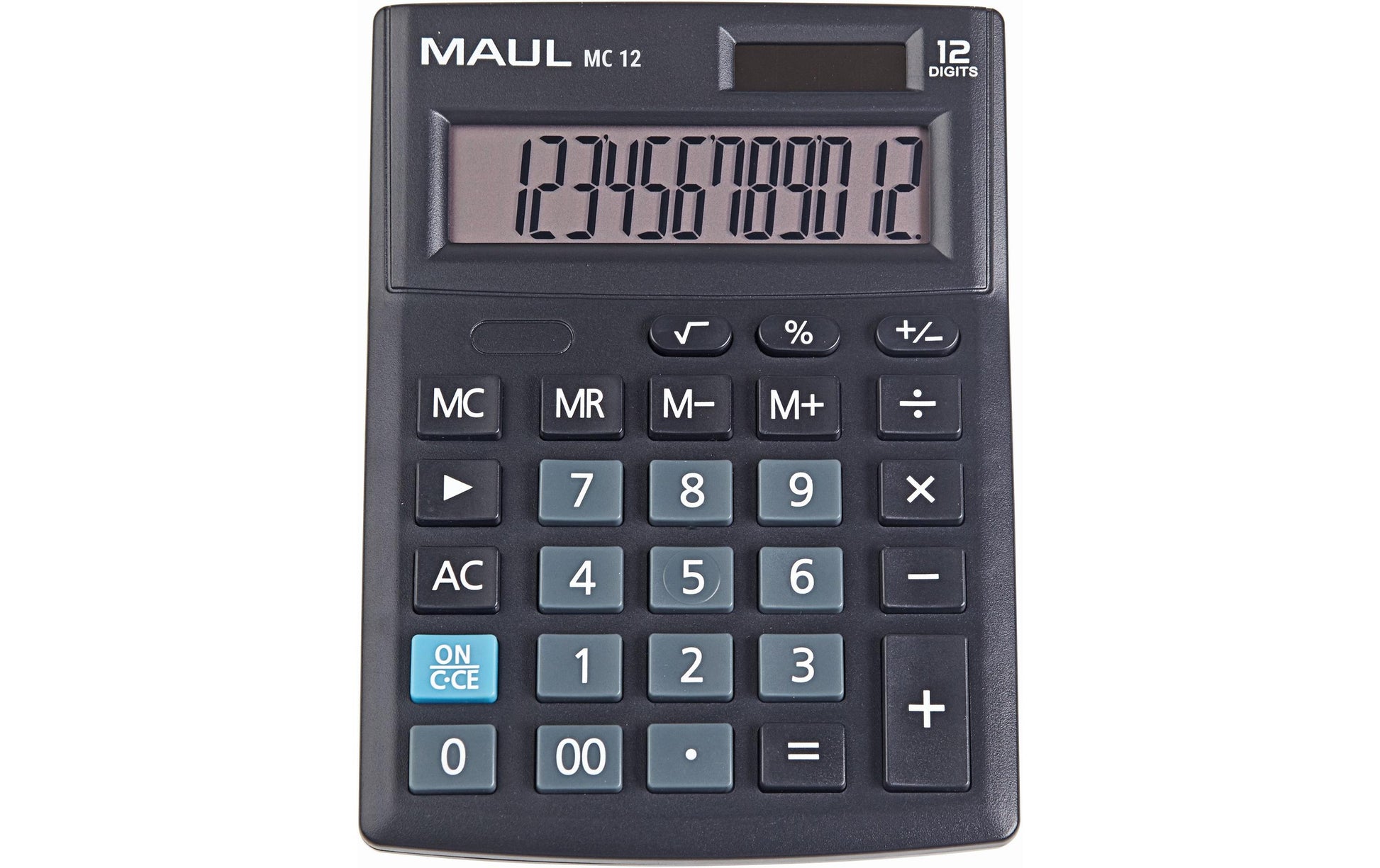 MAUL Taschenrechner MC12 – 12-stellig – Solar/Batterie – Schwarz