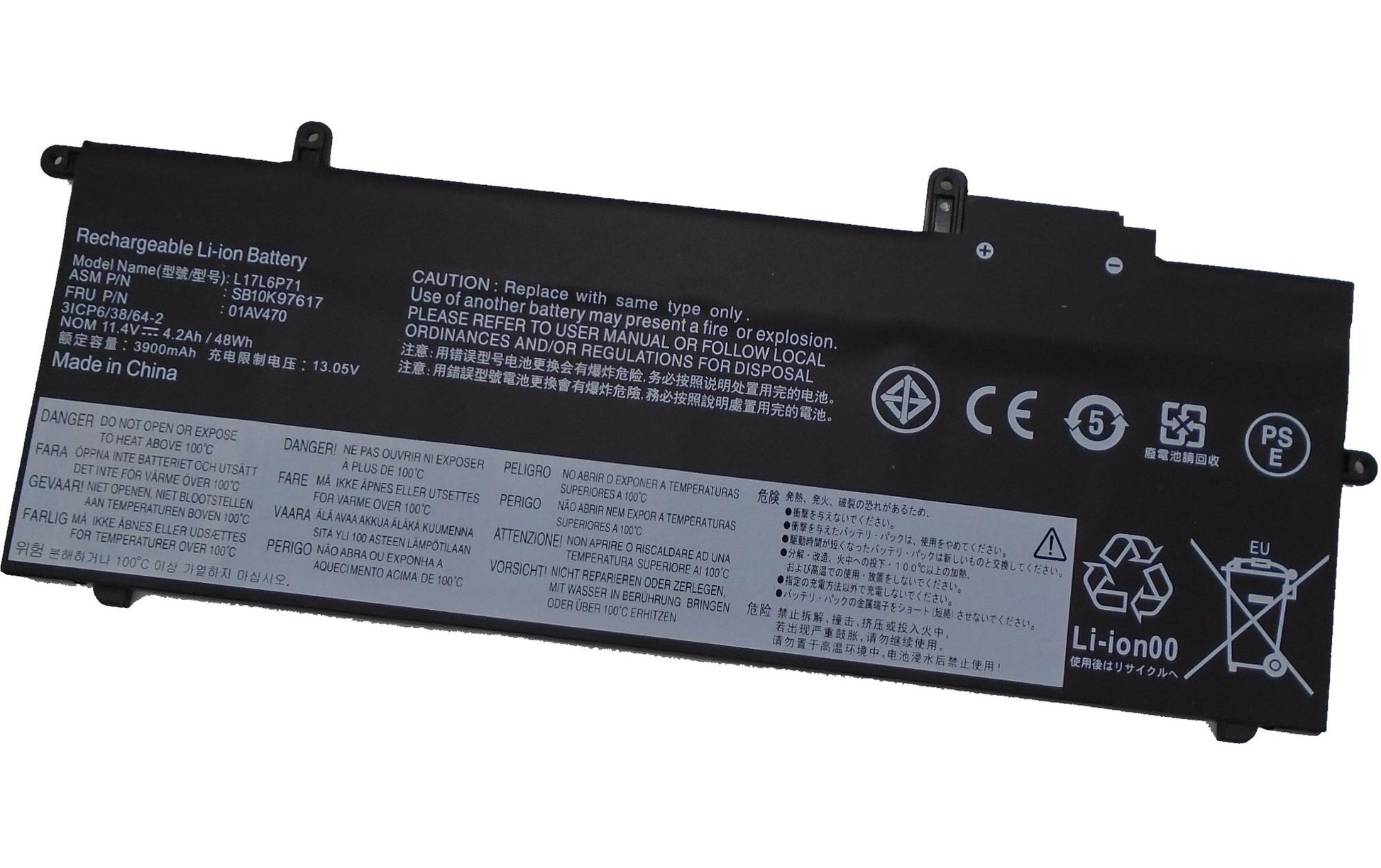 Vistaport Notebook-Akku – für Lenovo ThinkPad X280, A285, X29 – 48 Wh, 11,4 V (3 Zellen) – Schwarz