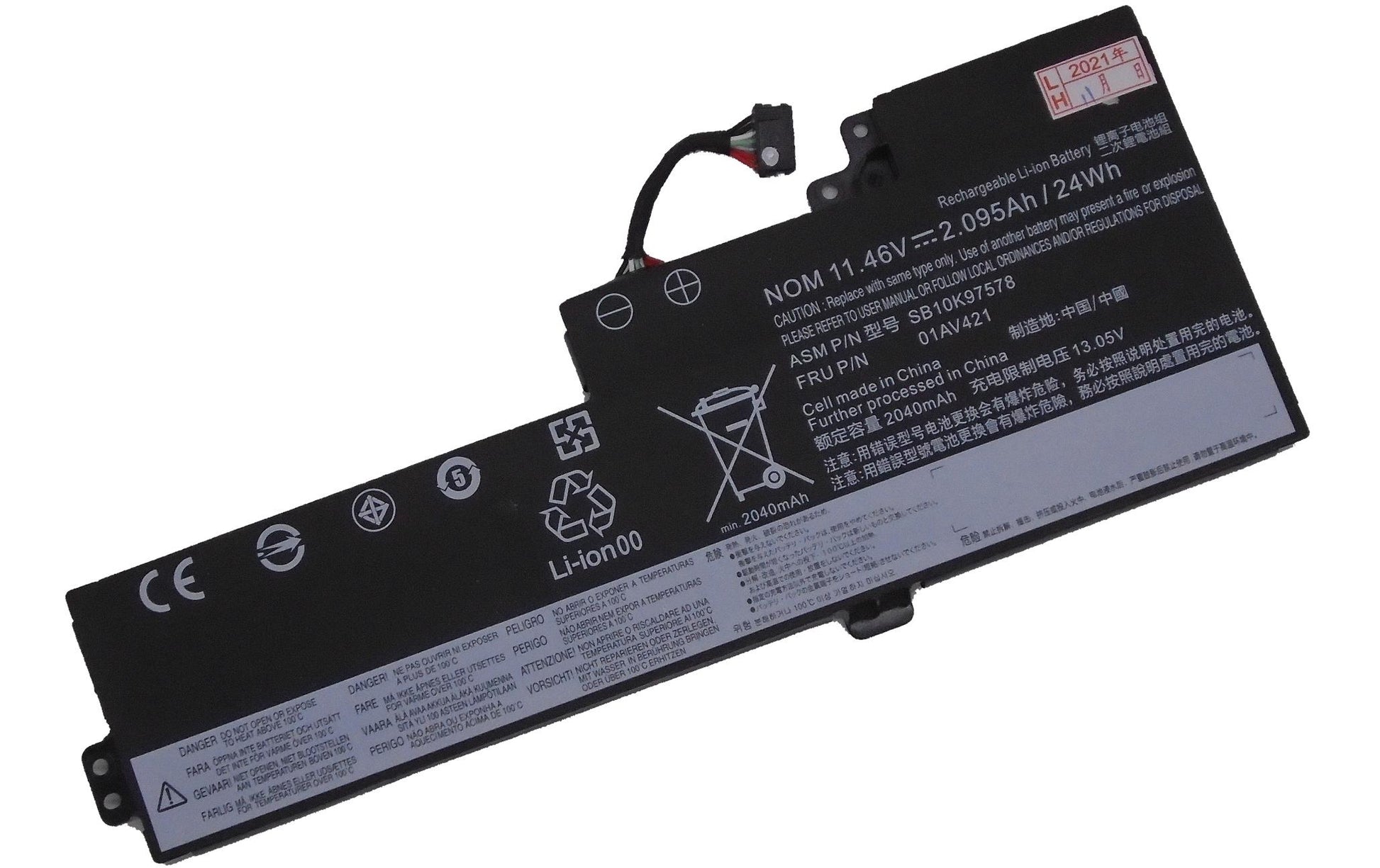 Vistaport Notebook-Akku – für Lenovo ThinkPad T470/T480, A475/A485 – 24 Wh, 11,46 V (3 Zellen) – Schwarz