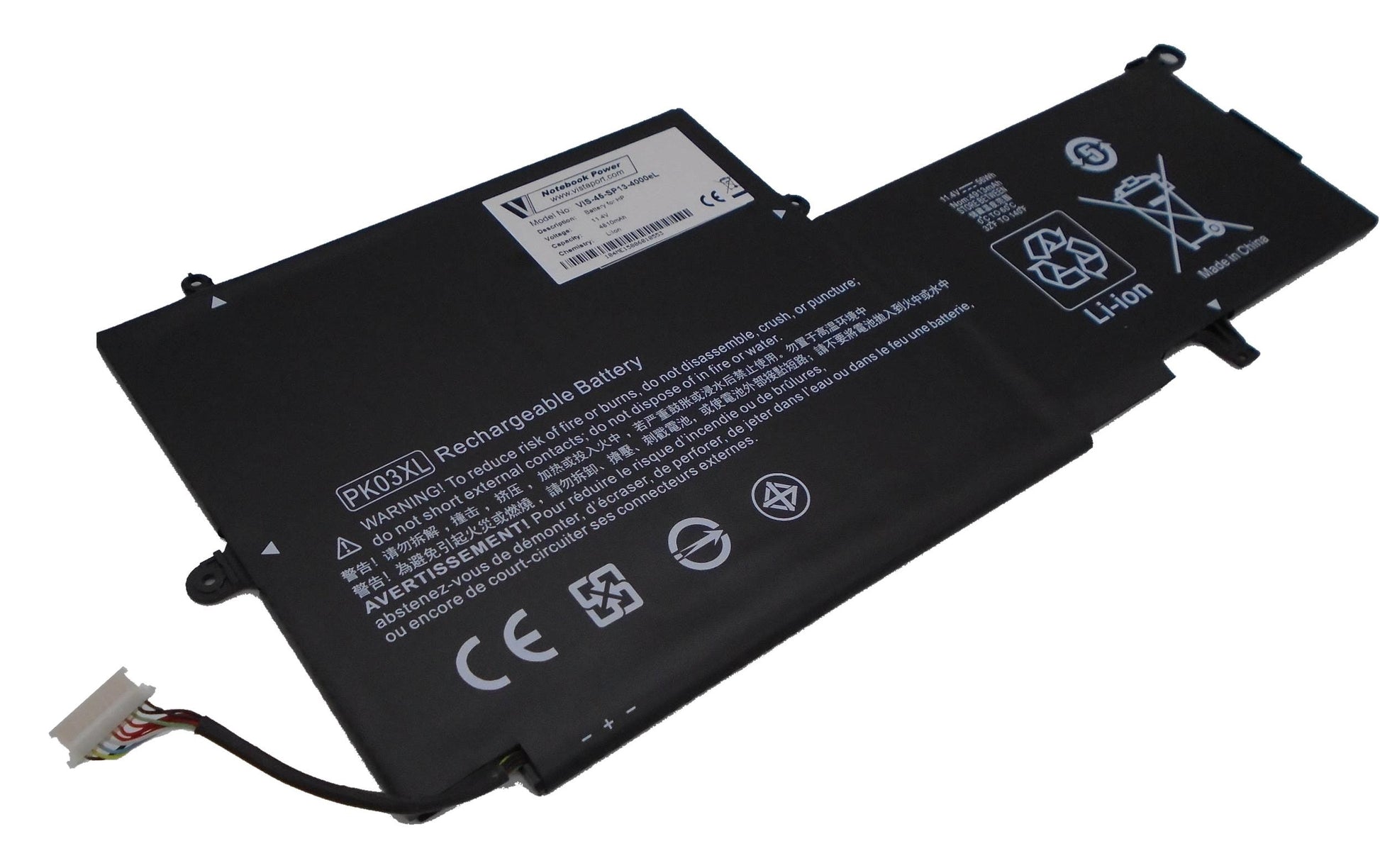 Vistaport Notebook-Akku – für HP Spectre x360 13-4000 – 54,8 Wh, 11,4 V (3 Zellen) – Schwarz