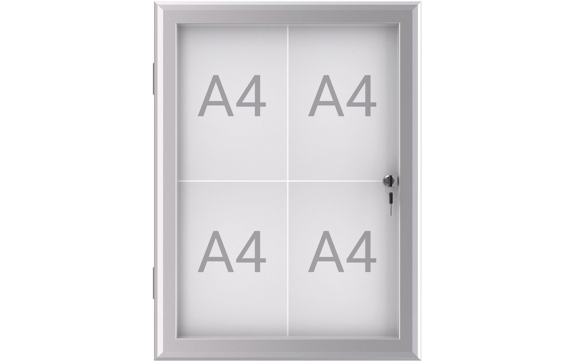 MAUL Schaukasten MAULexcite, 4 × A4 – Aluminium, ESG-Glas, abschliessbar, magnethaftend, 52,2 × 69,6 × 2,8 cm