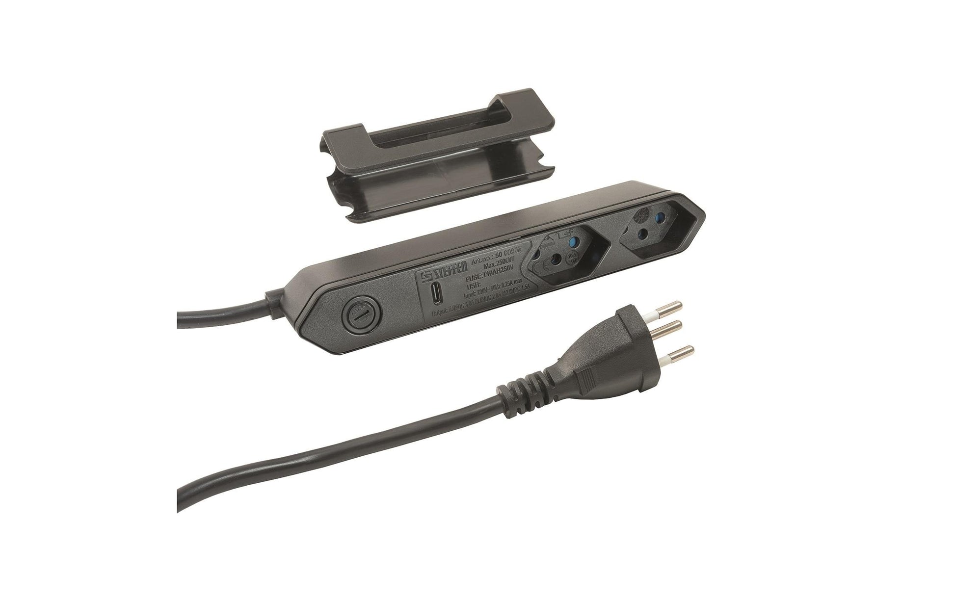 Steffen IQ Steckdosenleiste – 1,50 m, Kunststoff, Schwarz, mit Kinderschutz, Überspannungsschutz, USB-C PD 18 W