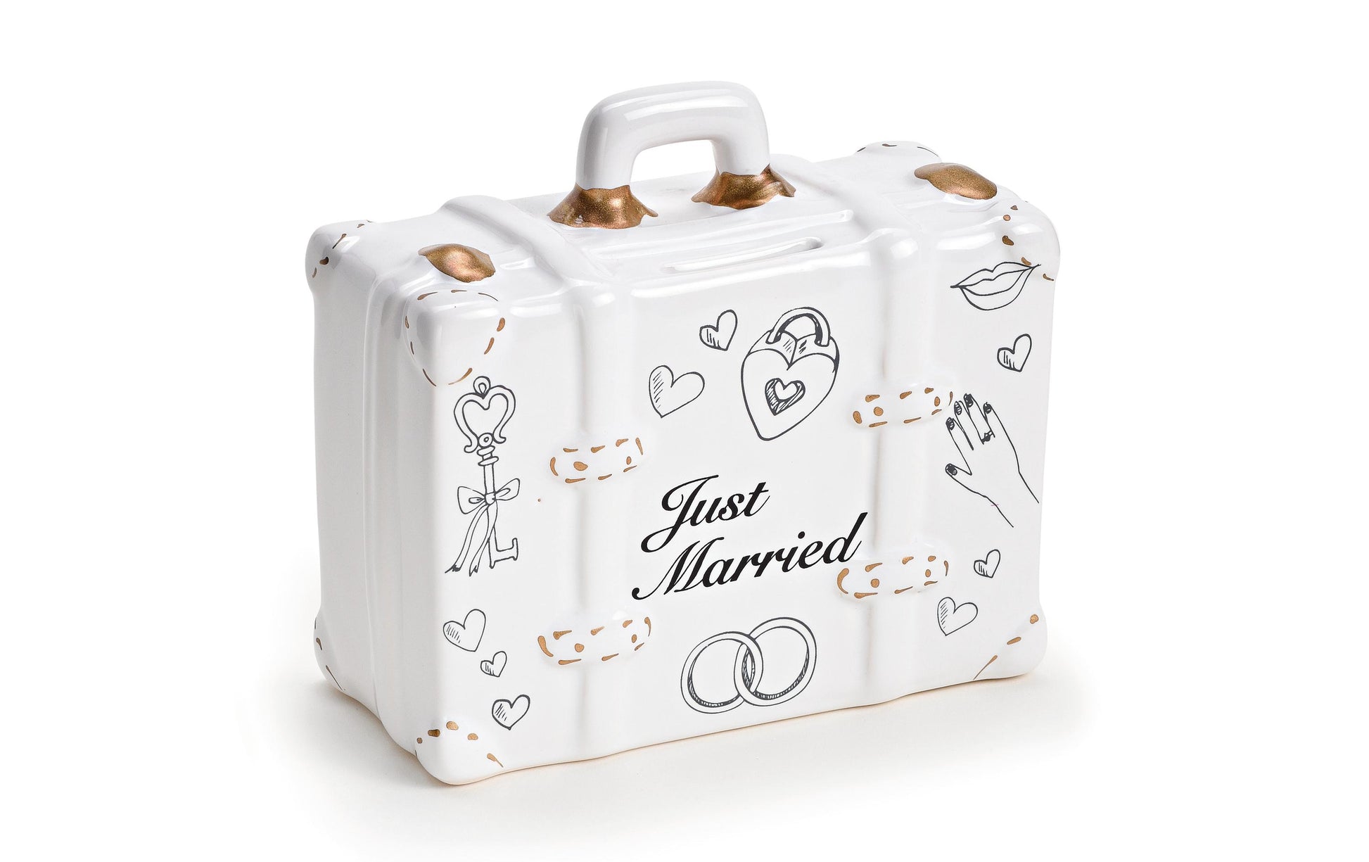 G. Wurm Sparbüchse Just married – Keramik, mehrfarbig – 14 × 13 × 6 cm