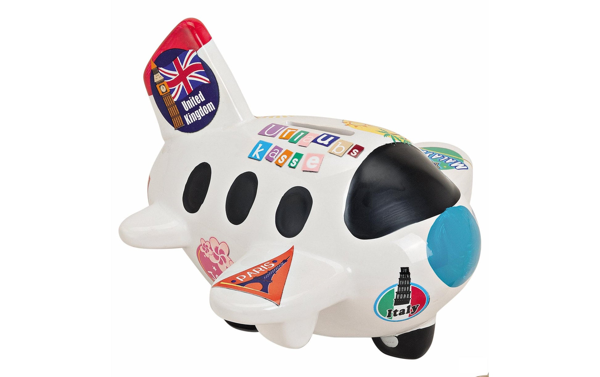 G. Wurm Sparbüchse Flugzeug – Keramik, mehrfarbig – 16 × 14 × 17 cm