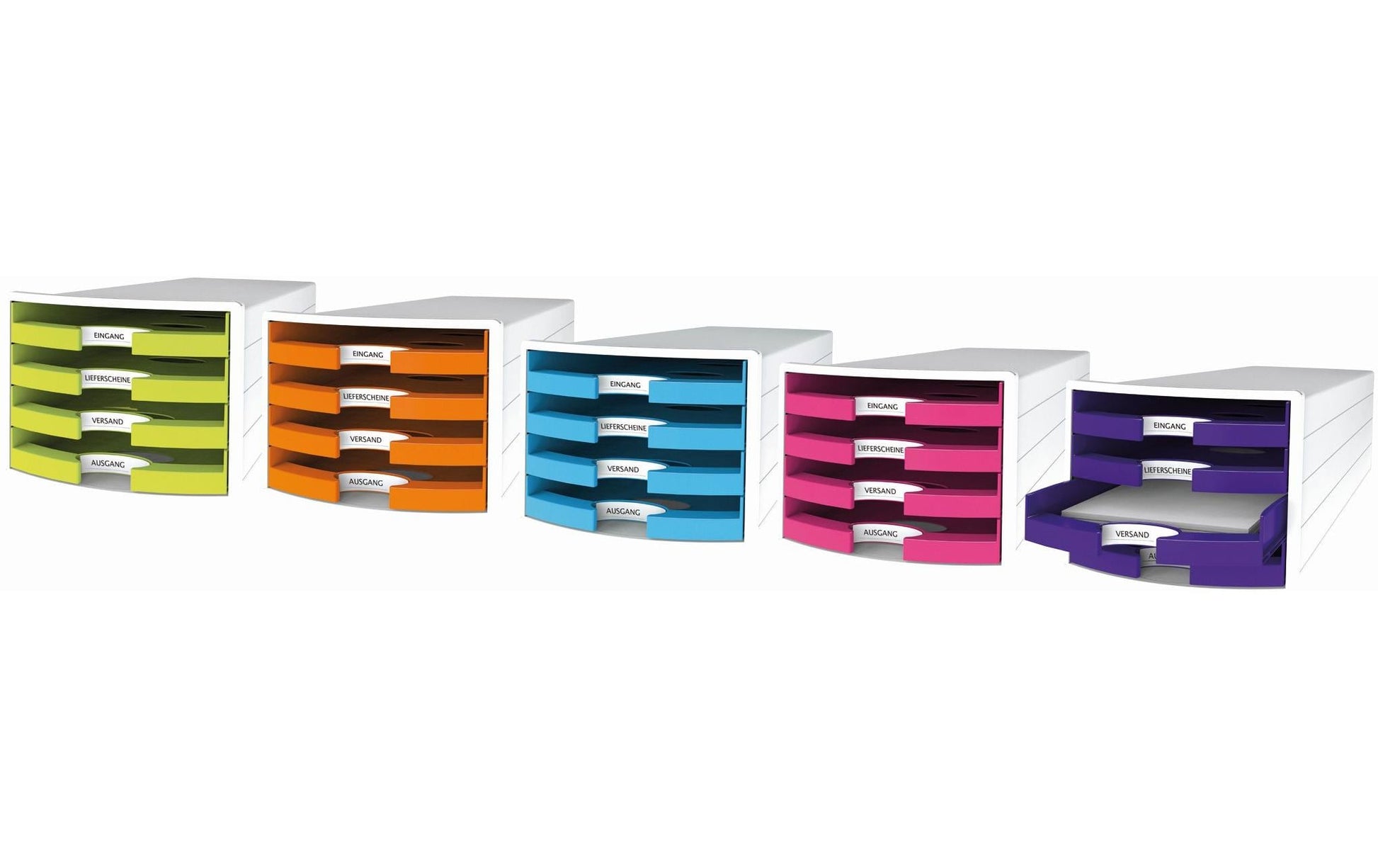 HAN IMPULS Schubladenelement – 4 Schubladen, für A4/C4, grau, Polystyrol (PS), B 280 × H 235 × T 367 mm
