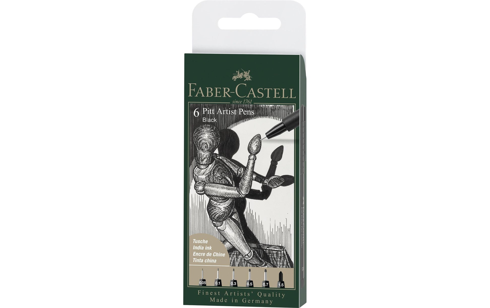 Faber-Castell PITT Artist Pen Brush Pen – schwarz, 6er Etui, lichtbeständig