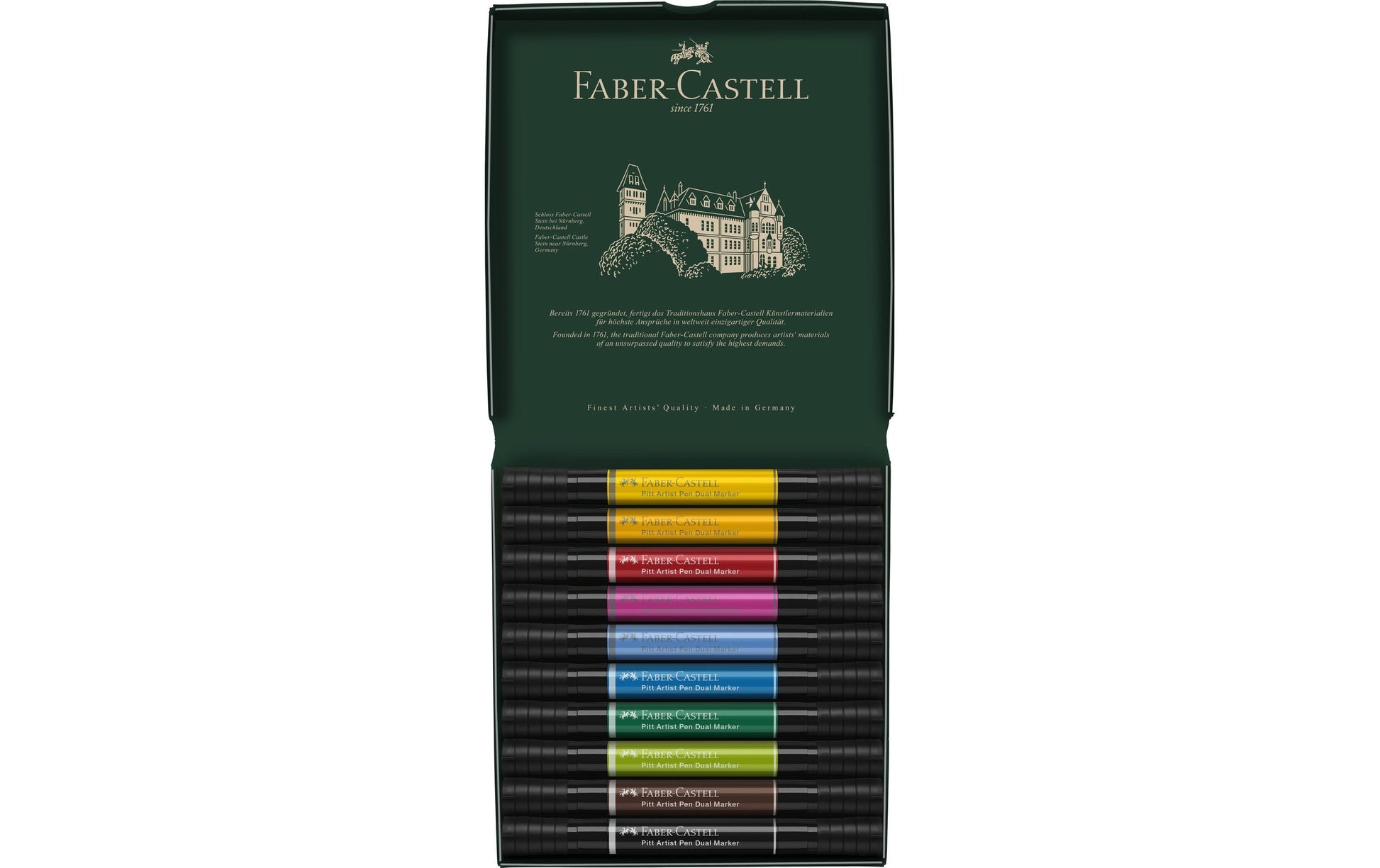 Faber-Castell PITT artist pen Brush Pen, Doppelspitze – Pinsel + 0,8 mm, wasserfest, 10 Farben