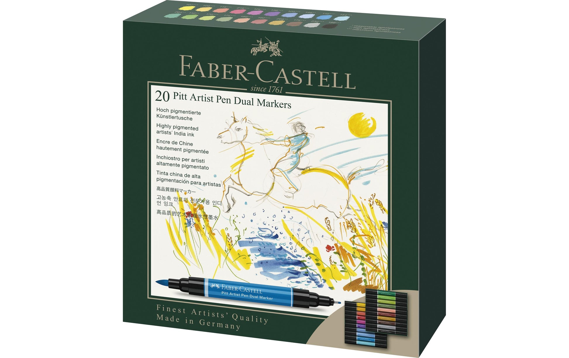 Faber-Castell PAP Filzstifte, Doppelspitze – Feine Spitze, 0,8 mm, wasserfest, 20 Farben