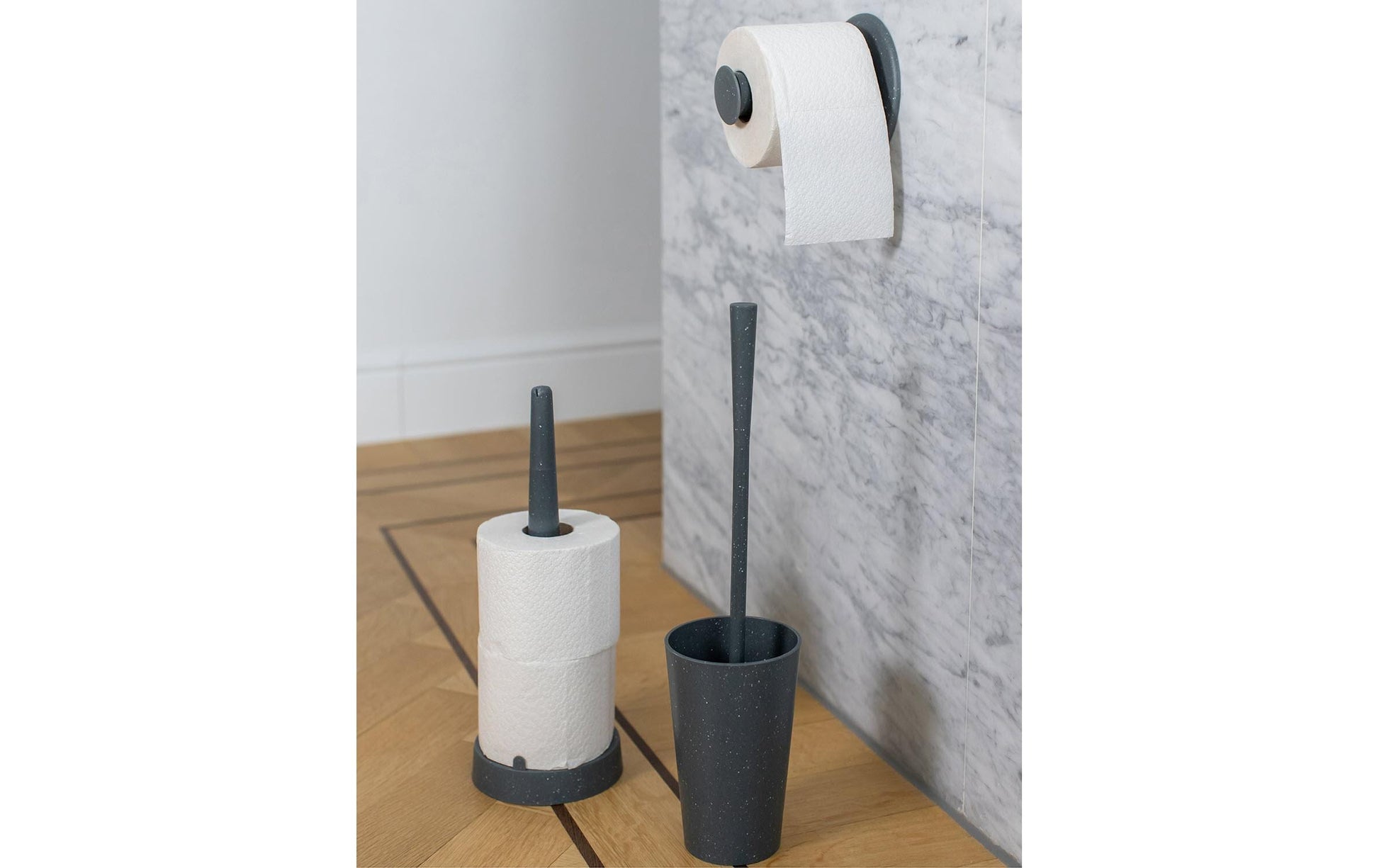 Koziol Rio – Toilettenpapierständer – Thermoplast, grau, für 3 Rollen, 12,9 × 12,9 × 34,8 cm