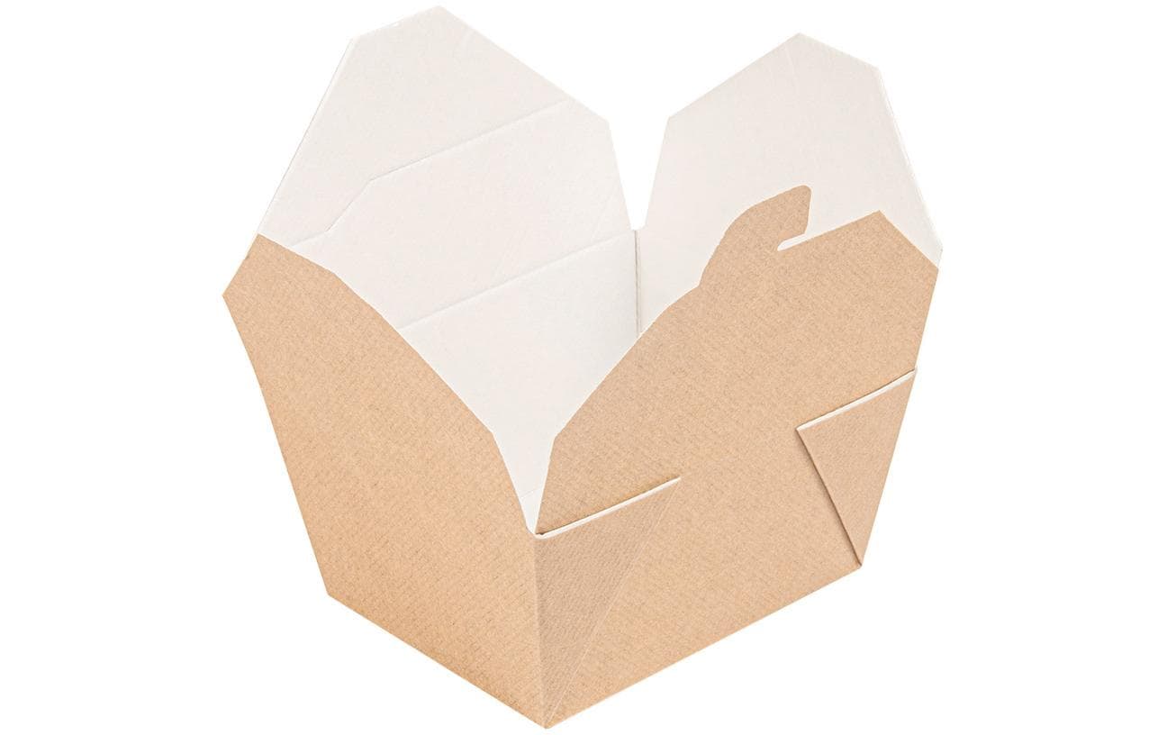 Garcia de Pou Take-away-Box, Papier/Karton – 780 ml, 113 × 90 × 63 mm, braun/weiss – FSC – 50 Stk.