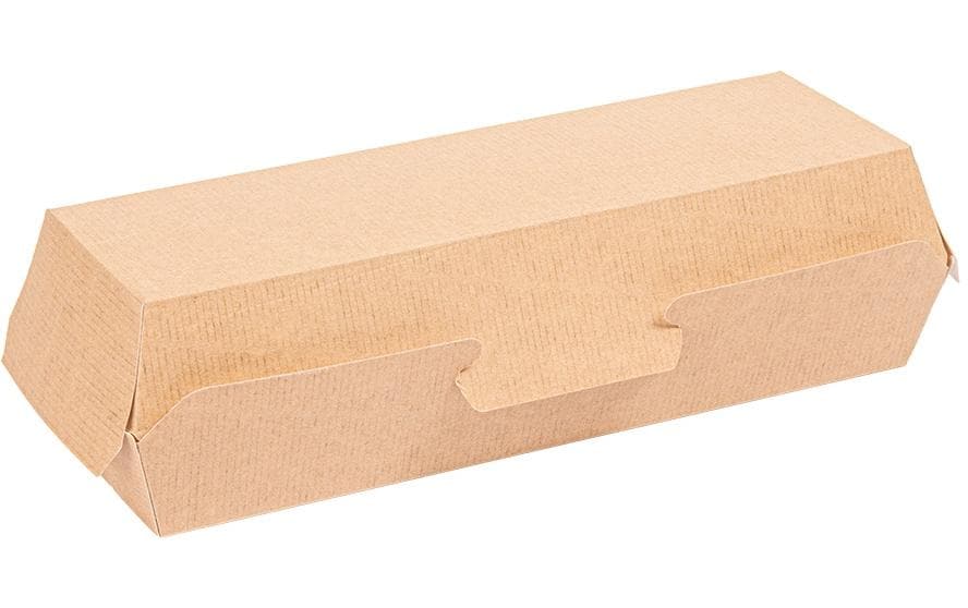 Garcia de Pou Weita Take-away-Box Hotdogbox, Papier/Karton – 232 × 90 × 63 mm, braun/weiss – FSC – 50 Stk.