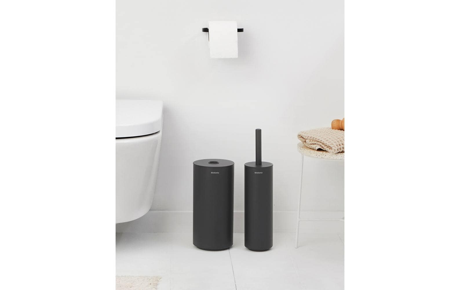 Brabantia WC-Garnitur Mindset – Recycelter Kunststoff, Anthrazit, H 13,7 cm