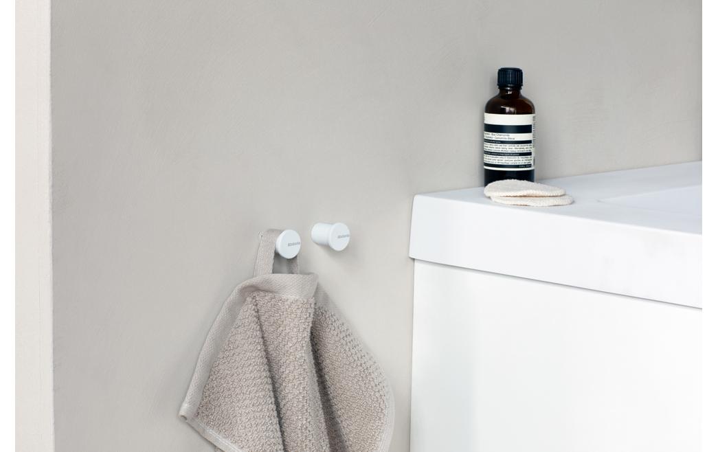 Brabantia Haken MindSet – 2,1×2,3×2,1 cm, Recycling-Kunststoff, 2 kg, zum Schrauben, Weiss, 2er-Set