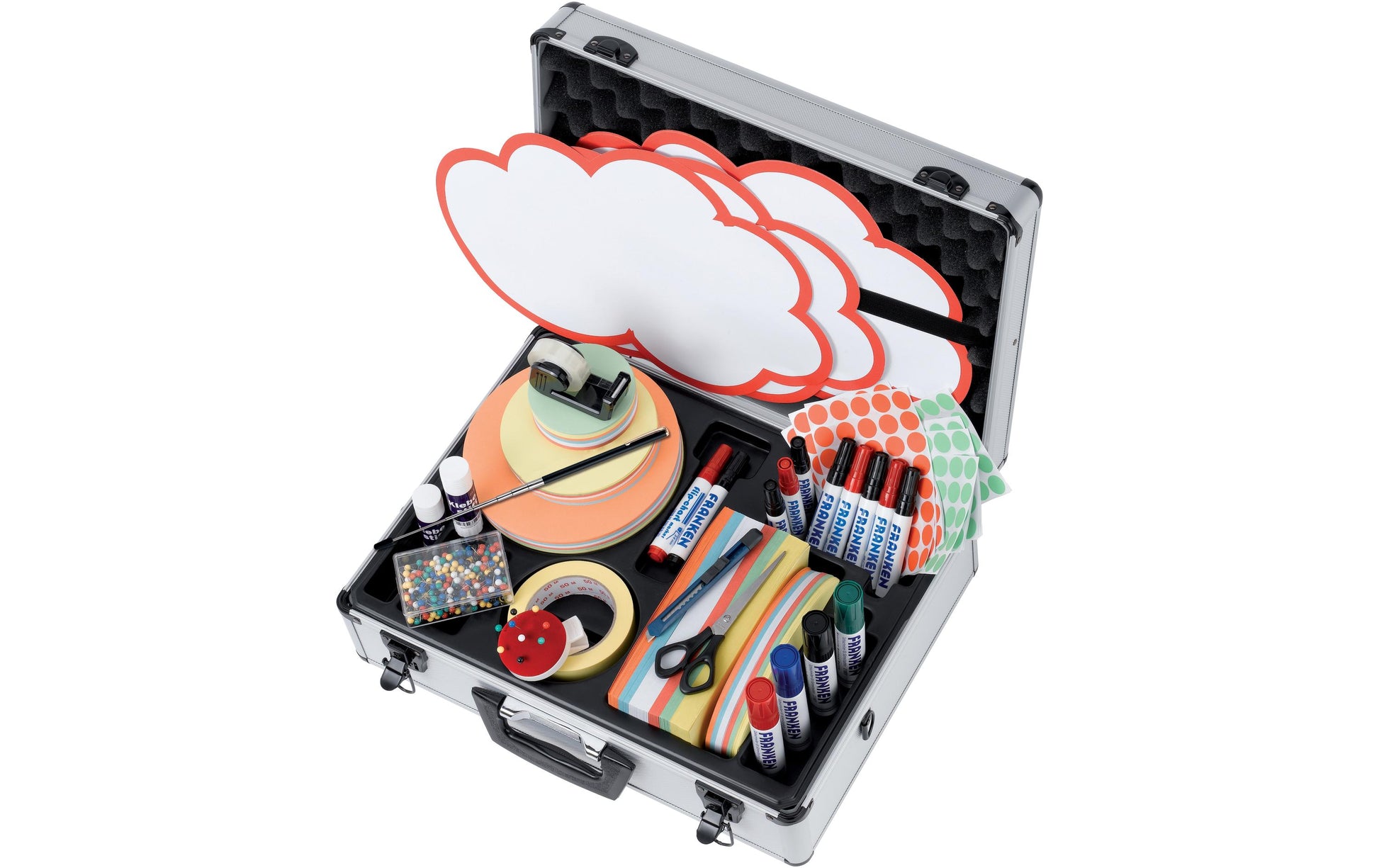 Franken Profi Moderationskoffer – 48 × 16 × 3,7 cm, silber, Aluminium