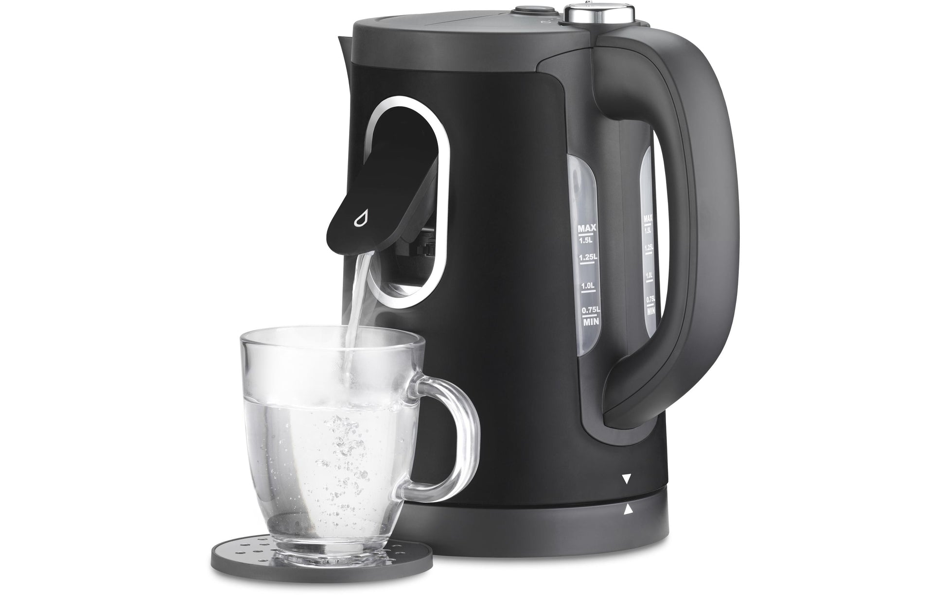 Trisa Wasserkocher – 1,5 l, mit Temperaturwahl, Kunststoff, Schwarz, 6452.4245