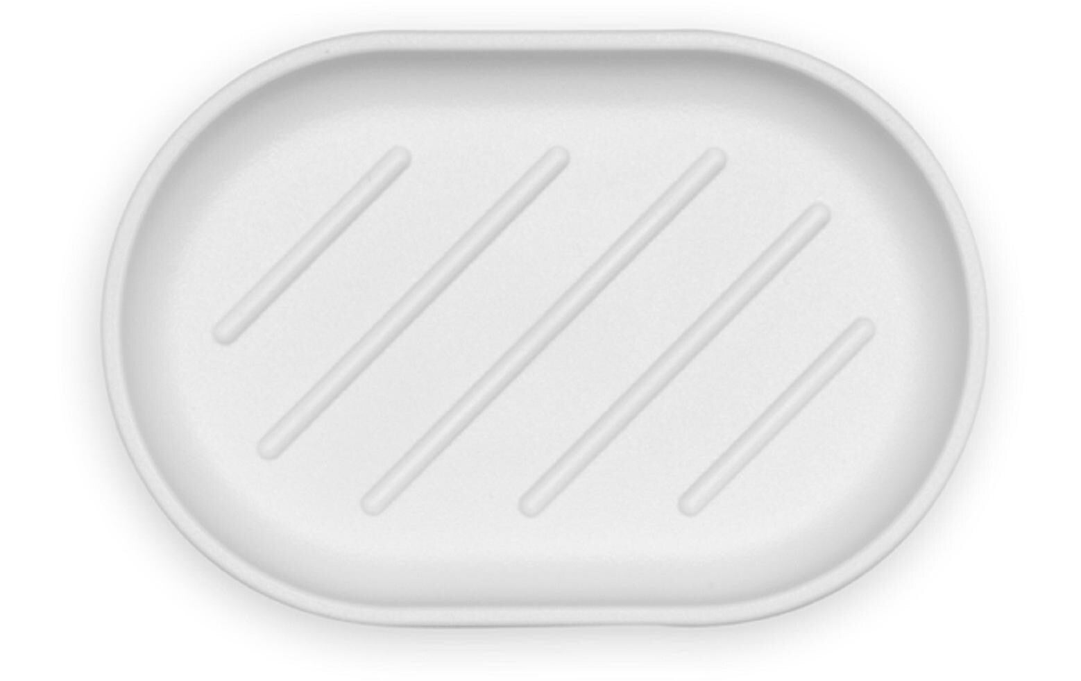 Brabantia Seifenschale – Recycelter Kunststoff, 12,1×8,1×2,4 cm, Weiss (oval)