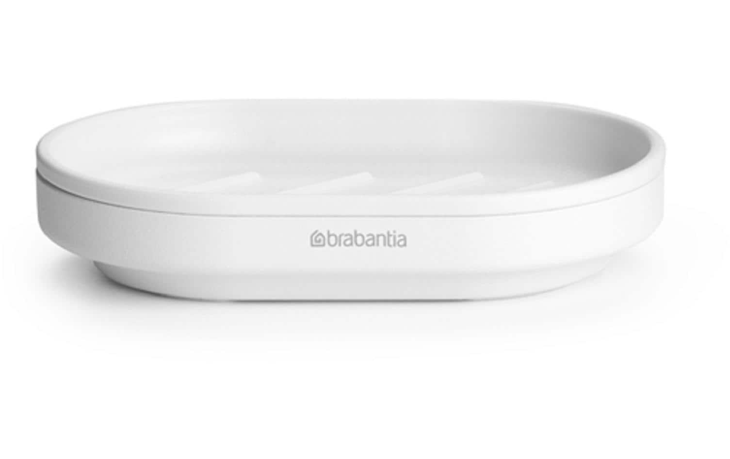 Brabantia Seifenschale – Recycelter Kunststoff, 12,1×8,1×2,4 cm, Weiss (oval)