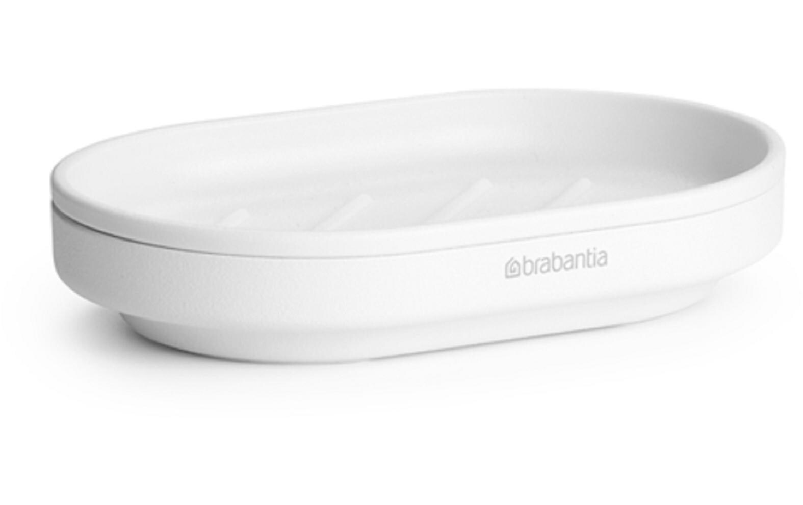 Brabantia Seifenschale – Recycelter Kunststoff, 12,1×8,1×2,4 cm, Weiss (oval)