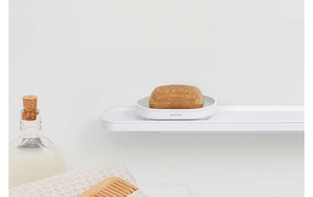 Brabantia Seifenschale – Recycelter Kunststoff, 12,1×8,1×2,4 cm, Weiss (oval)