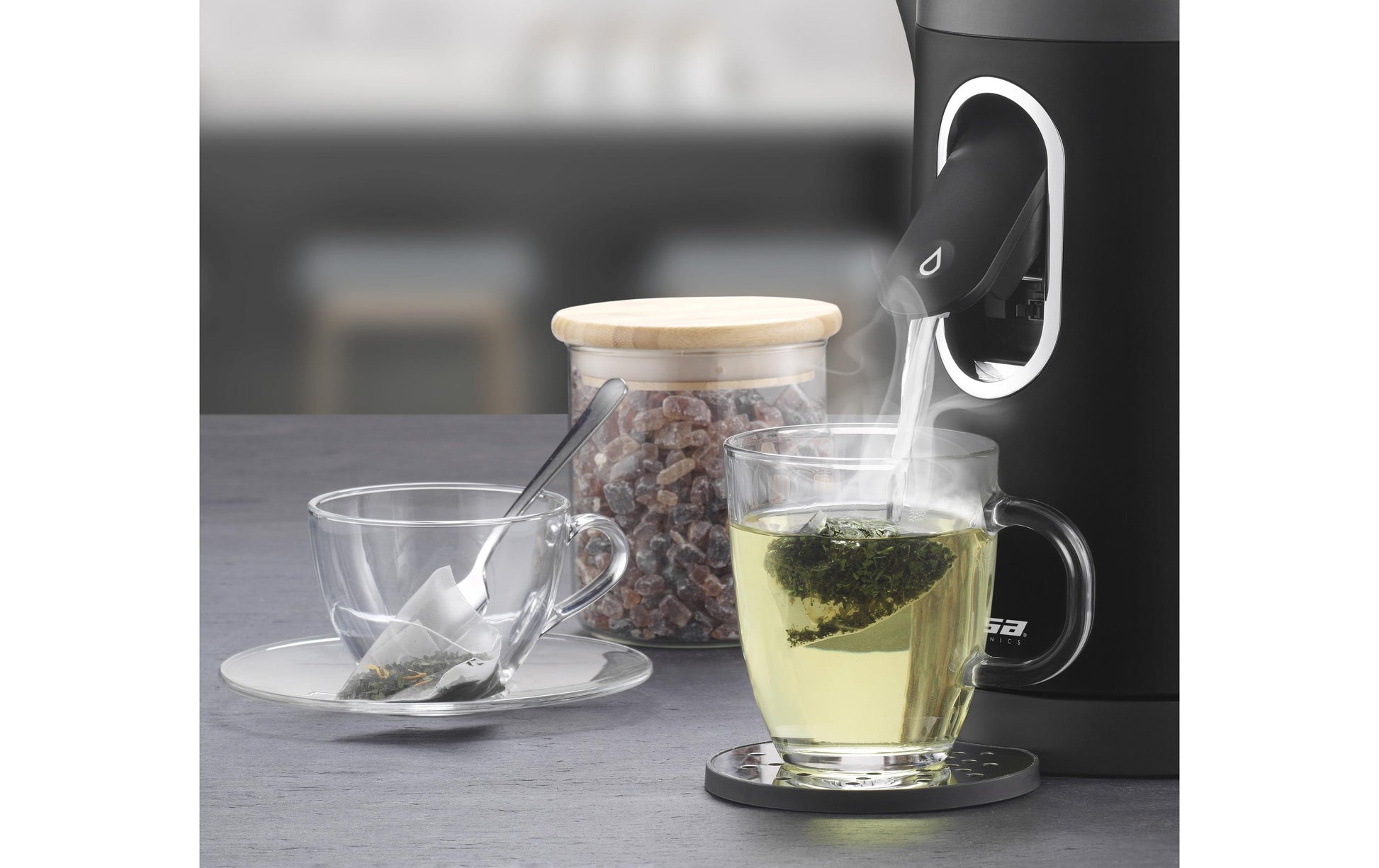 Trisa Wasserkocher – 1,5 l, mit Temperaturwahl, Kunststoff, Schwarz, 6452.4245