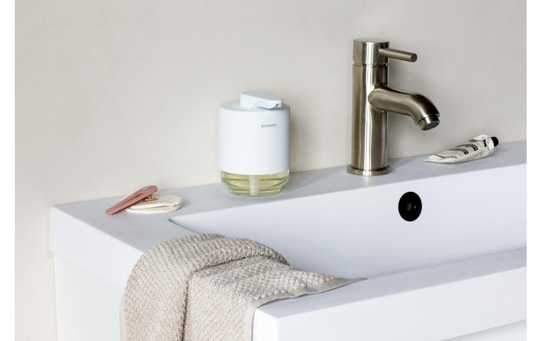 Brabantia MindSet Seifenspender – Metall, Glas, Weiss, 200 ml