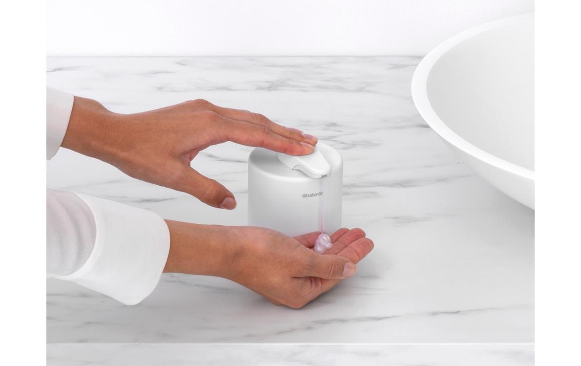 Brabantia MindSet Seifenspender – Metall, Glas, Weiss, 200 ml