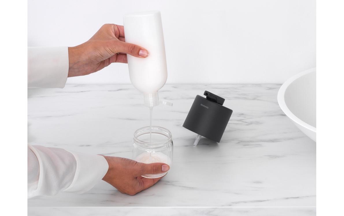 Brabantia MindSet Seifenspender – Glas, Metall, Anthrazit, 200 ml