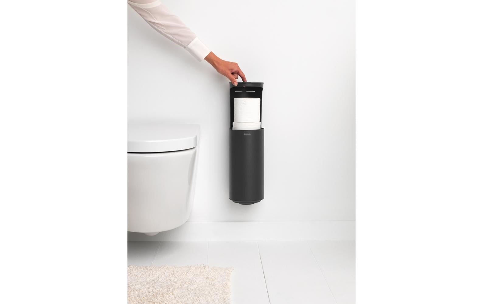 Brabantia Toilettenpapierspender MindSet – Recycelter Kunststoff, für 2 Rollen, 13,7 × 13,7 × 28,9 cm