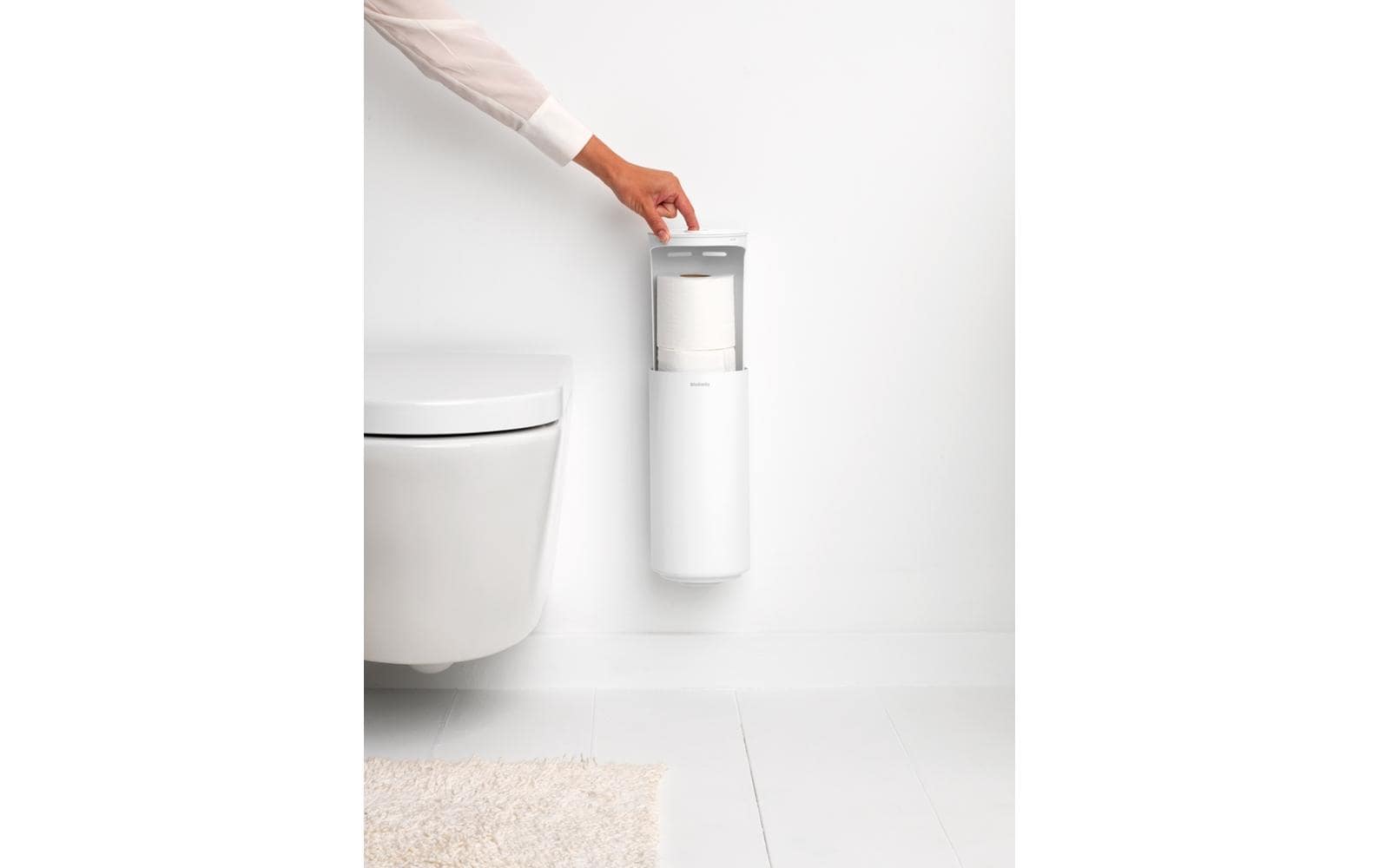 Brabantia MindSet – Toilettenpapierspender – Kunststoff, Weiss, für 2 Rollen, 13,7 × 13,7 × 28,9 cm