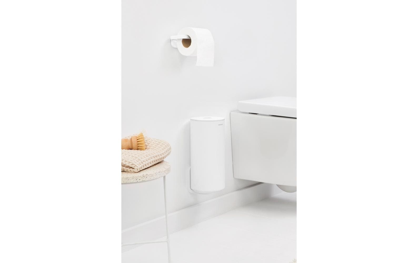 Brabantia MindSet – Toilettenpapierspender – Kunststoff, Weiss, für 2 Rollen, 13,7 × 13,7 × 28,9 cm