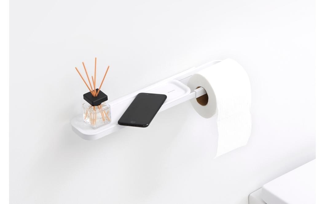 Brabantia MindSet – Toilettenpapierhalter – Kunststoff, weiss, wandmontiert, zum Bohren, 14 × 8,9 × 4,2 cm