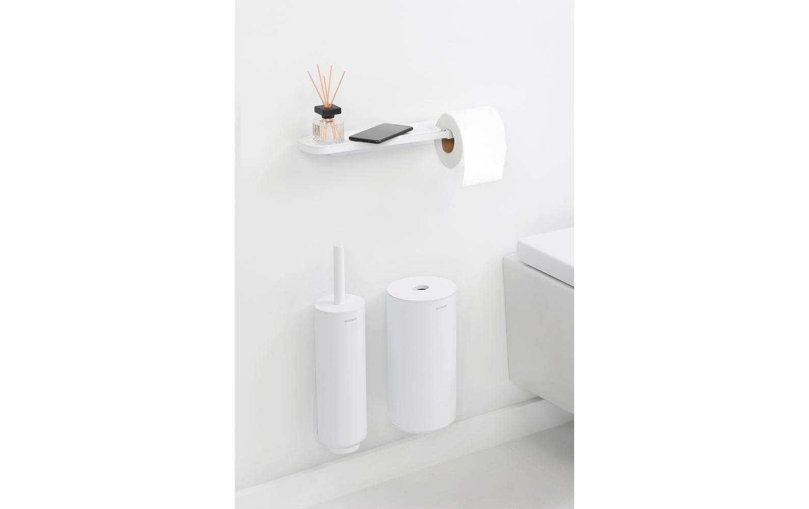 Brabantia MindSet – Toilettenpapierhalter – Kunststoff, weiss, wandmontiert, zum Bohren, 14 × 8,9 × 4,2 cm