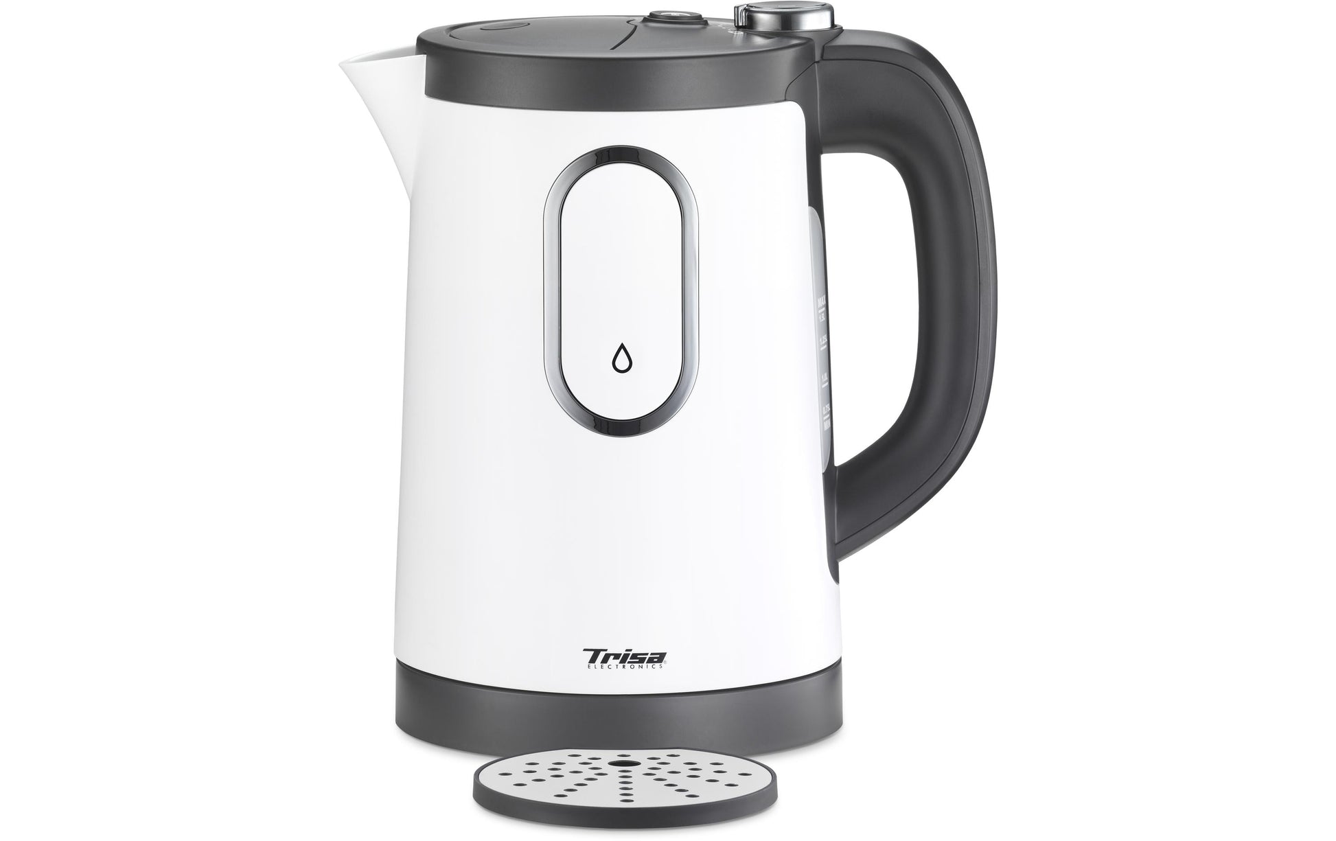 Trisa Wasserkocher – 1,5 l, mit Temperaturwahl, Kunststoff, Weiss