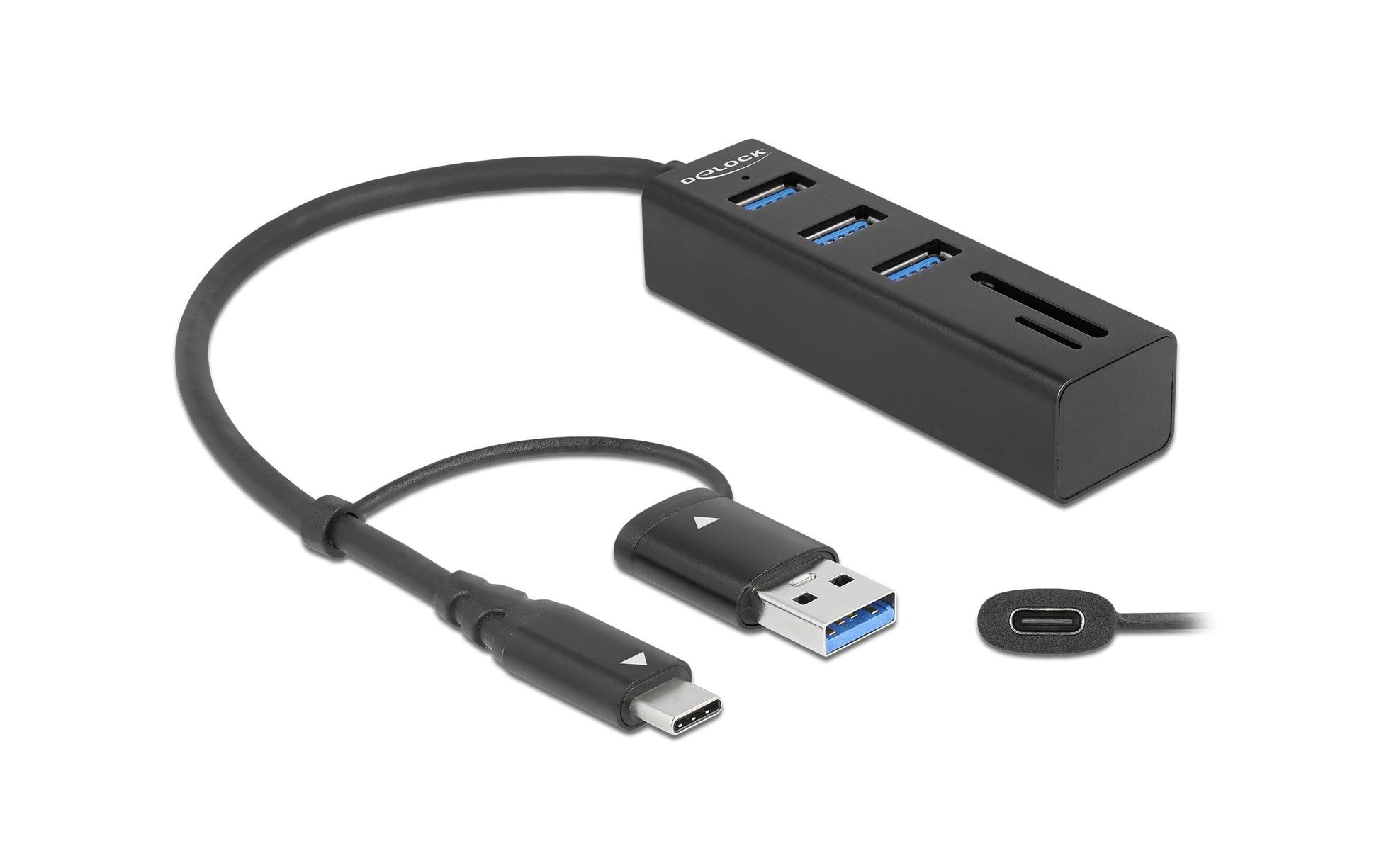 DeLOCK 63859 USB-Hub – USB-C/USB-A, 3× USB-A, SD/microSD, für Windows/Mac/ChromeOS