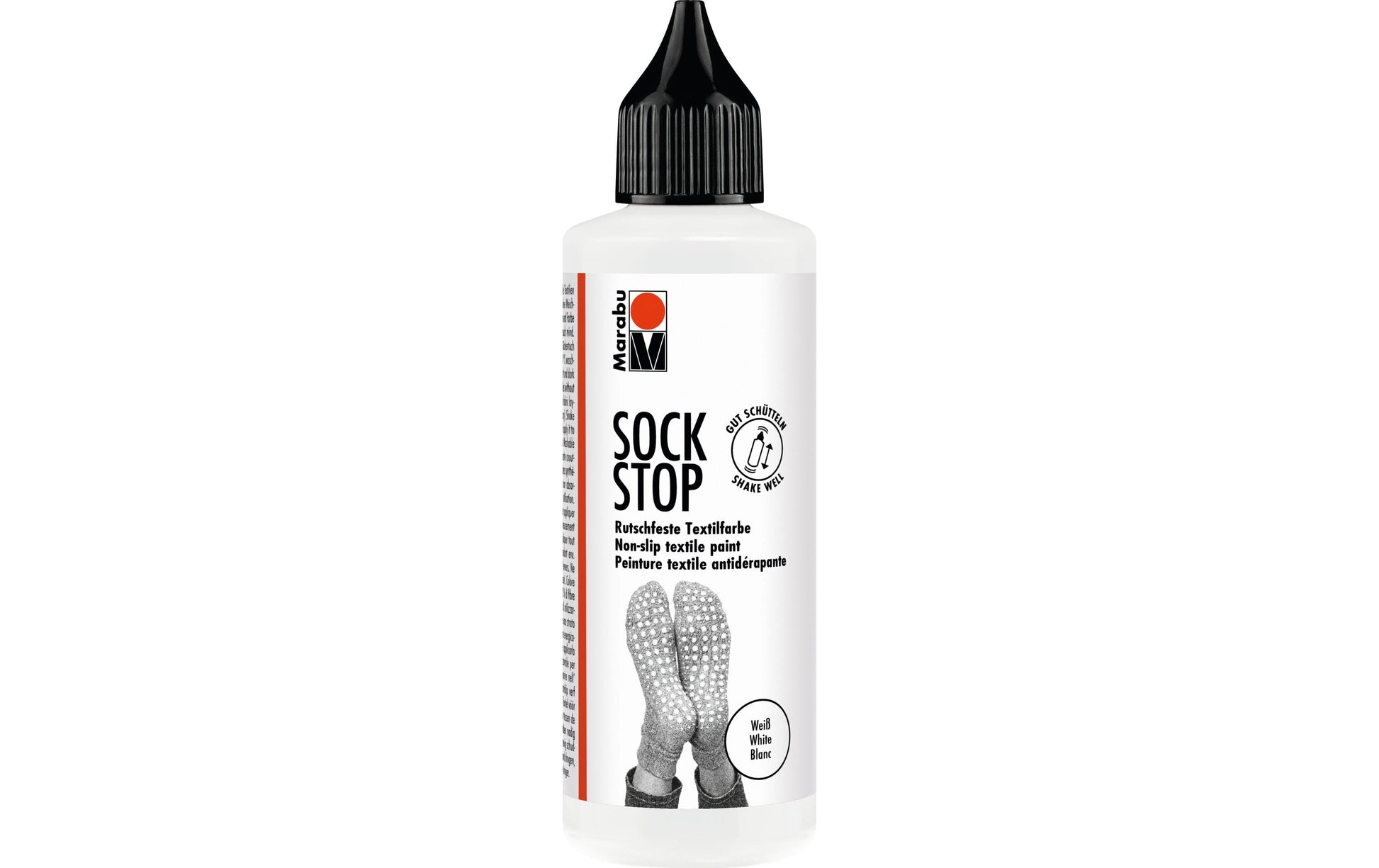 Marabu Sock Stop Textilfarbe – Weiss, Anti-Rutsch-Effekt, 3D-Effekt – 90 ml – für Textilien