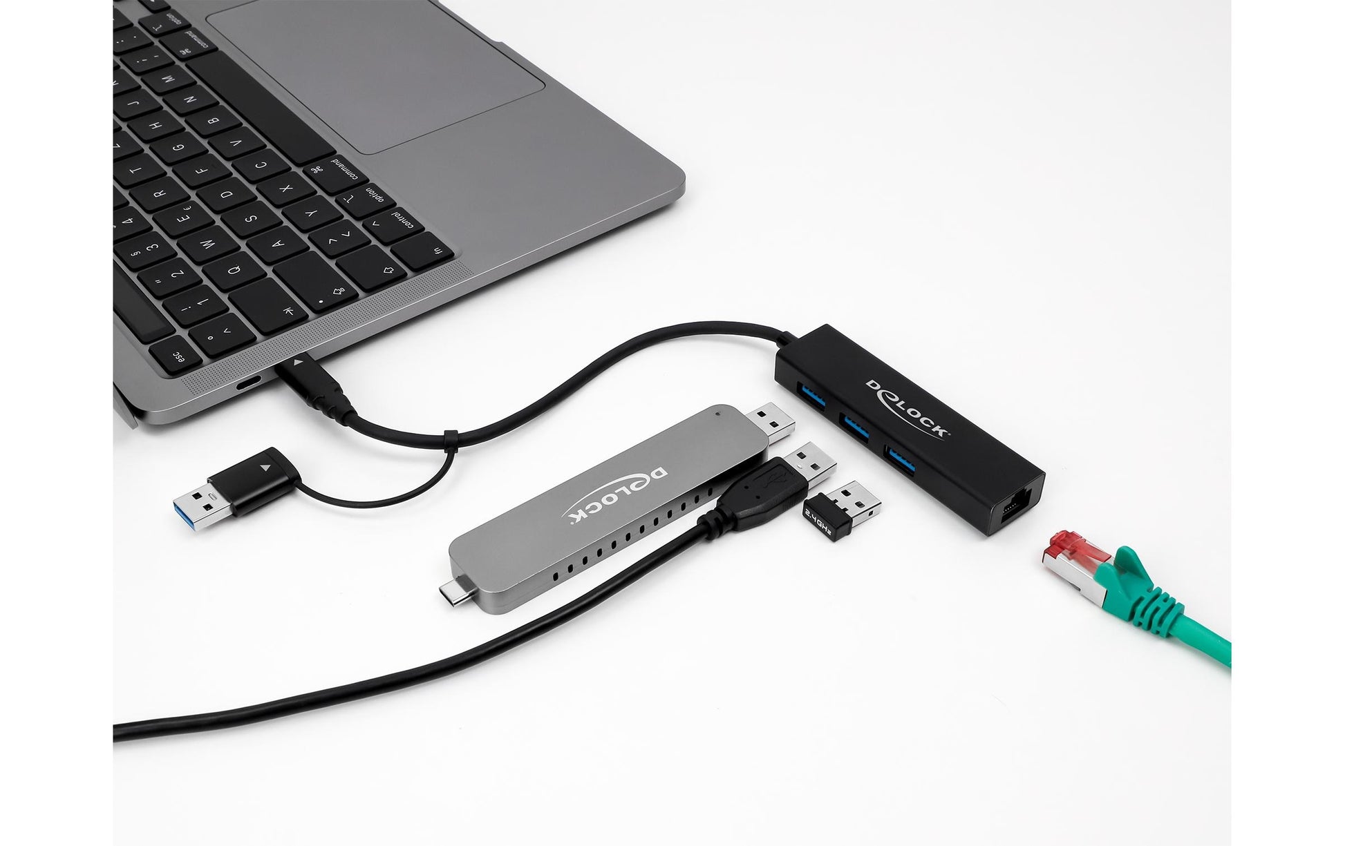 DeLOCK 64149 USB-Hub – USB-C, 3× USB-A, GbE, für Windows/Mac/Linux