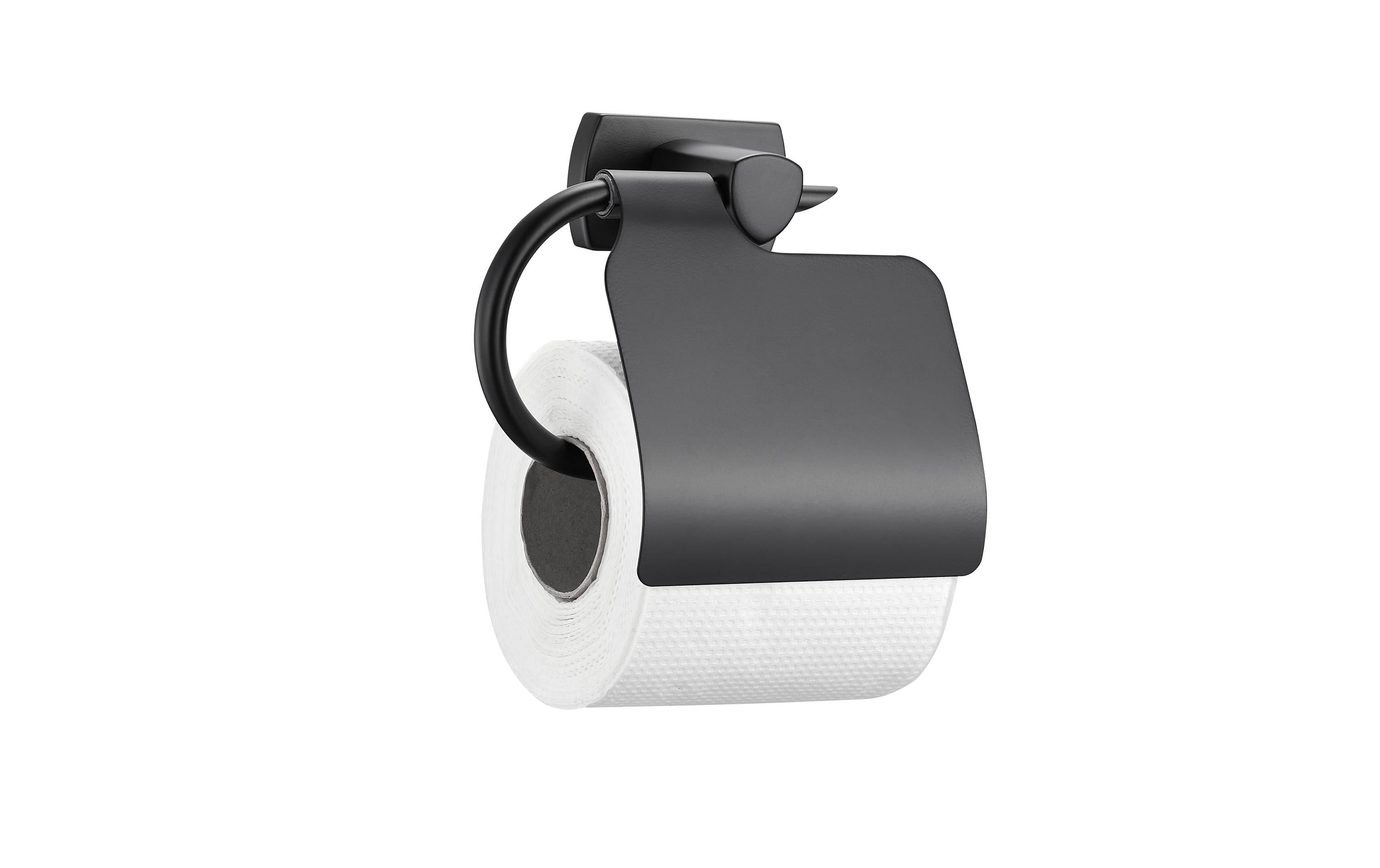 Biasca Toilettenpapierhalter – Metall matt, schwarz, wandmontiert, zum Bohren