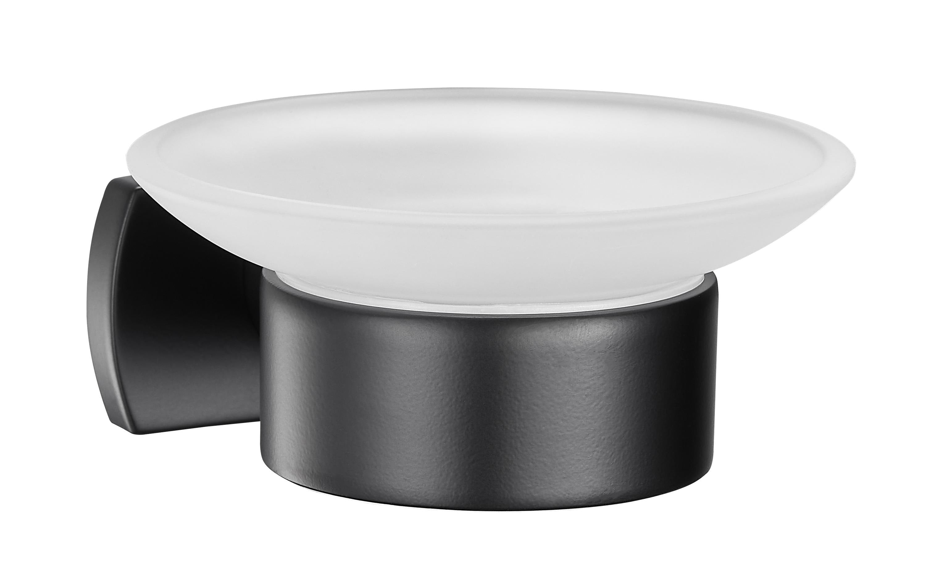Biasca Seifenhalter – Glas, Wandmontiert, Schwarz