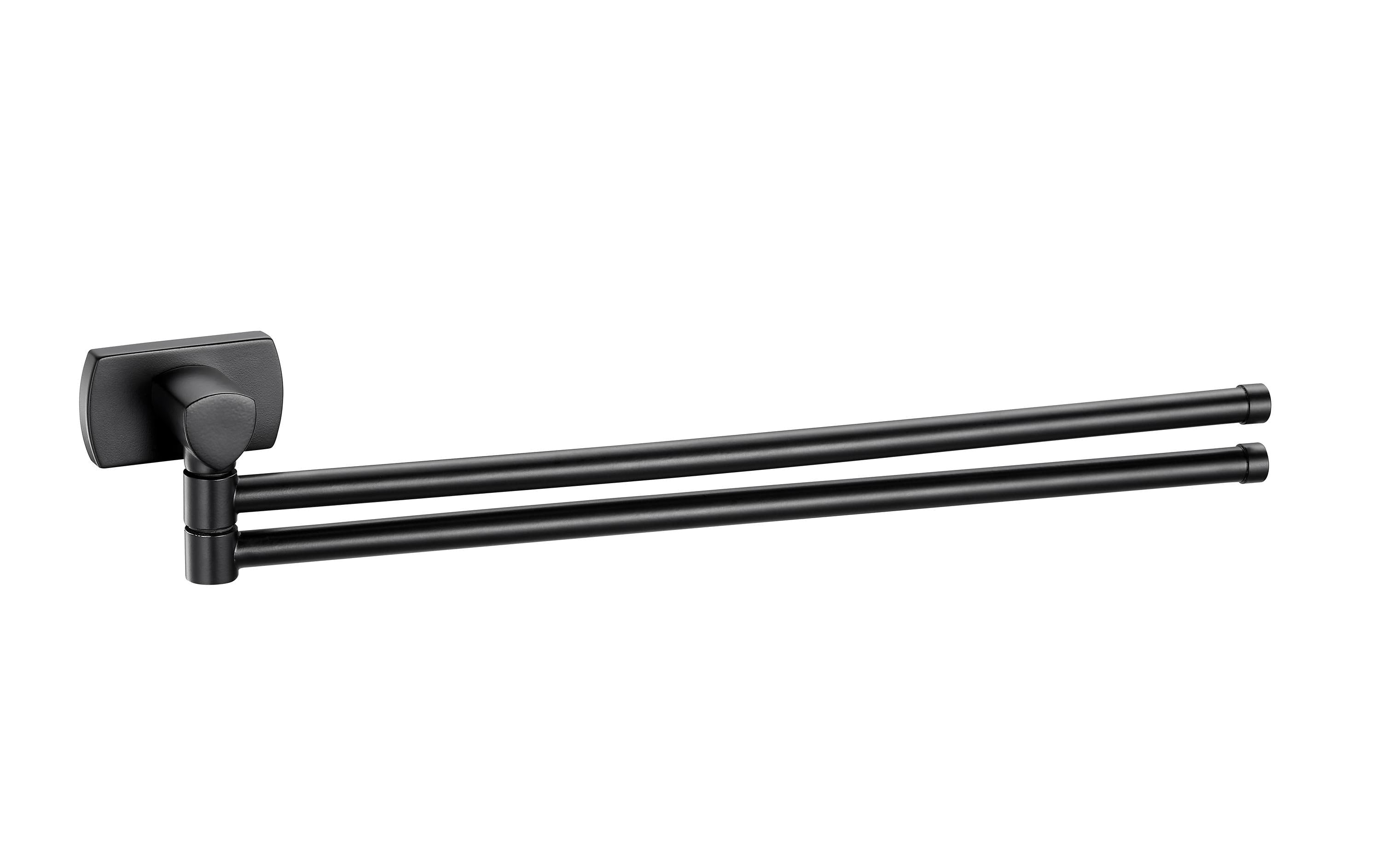 Biasca Handtuchhalter 2-armig – 42×7,8×7 cm, Metall, zum Schrauben, Schwarz
